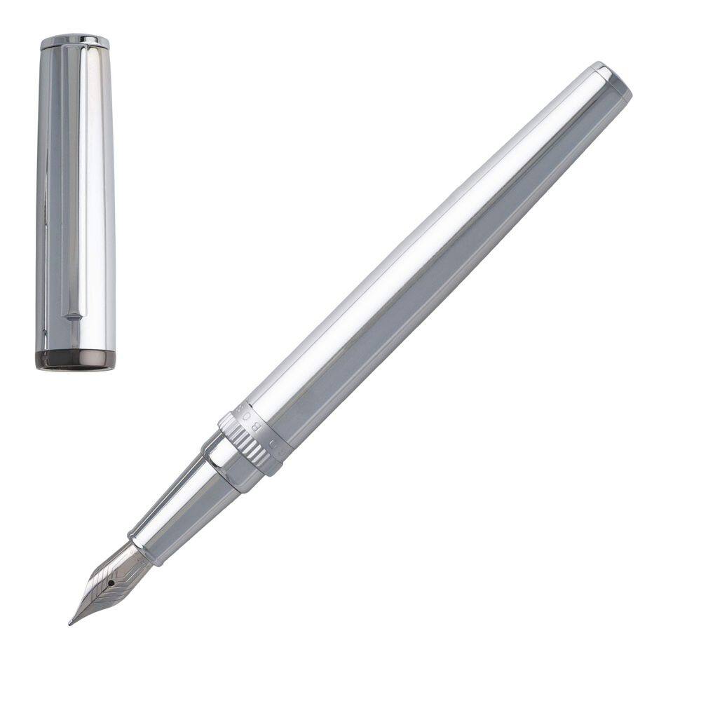 Caneta-tinteiro Hugo Boss Gear Metal Chrome com tinta azul