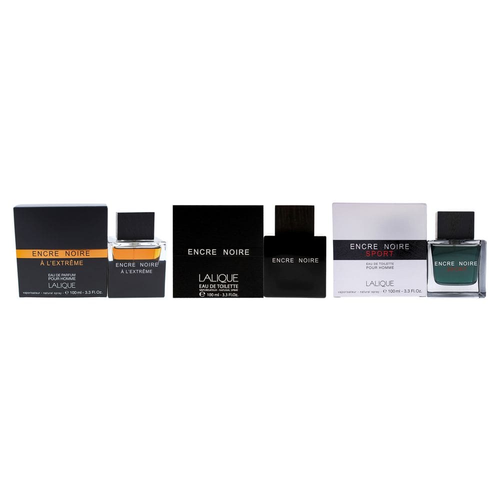 Perfume Lalique Encre Noire EDT 100mL para homens, kit de 3 peças