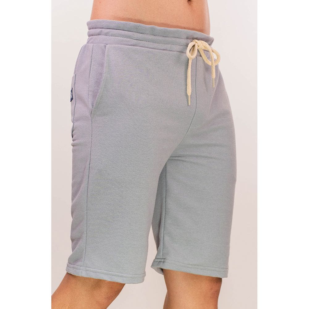 Bermuda Masculina Moletom Sustentável Barra Dobrada Azul Sustentável