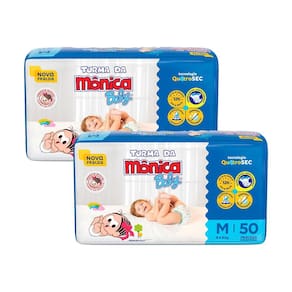 Kit 2 Fraldas Turma da Mônica Baby Mega M com 50un cada