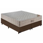 Cama Box Queen Bipartido Suede + Colchão Ortobom Airtech Molas Ensacadas 158x198x65 Marrom