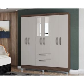 Guarda Roupa Multi Com 6 Portas E 2 Gavetas Poquema Chocolate/offwhite