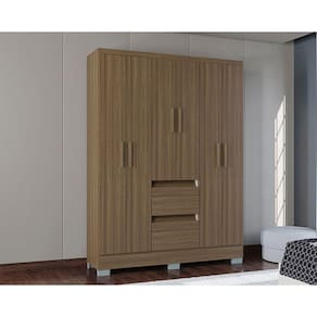 Guarda Roupa Napoles Com 6 Portas E 2 Gavetas Poquema Castanho