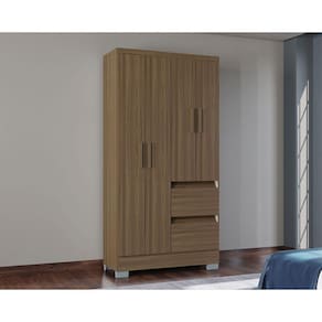 Guarda Roupa Napoles Com 4 Portas E 2 Gavetas Poquema Castanho