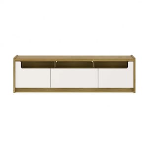 Rack para Tv até 75 Polegadas 3 Portas Oslo Off White e Freijó 180cm