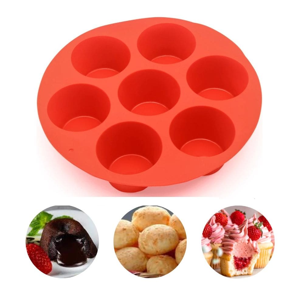 Forma De Cupcake Antiaderente 7 Cavidades Muffins Para Air fryer