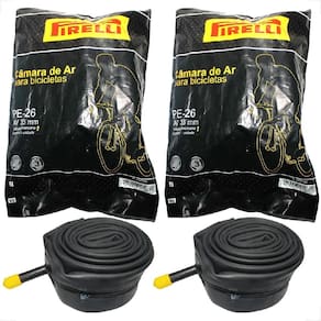 Par de Câmaras de Ar Balão Pirelli aro 26 PE-26 Bico Grosso Schrader Bike Bicicleta