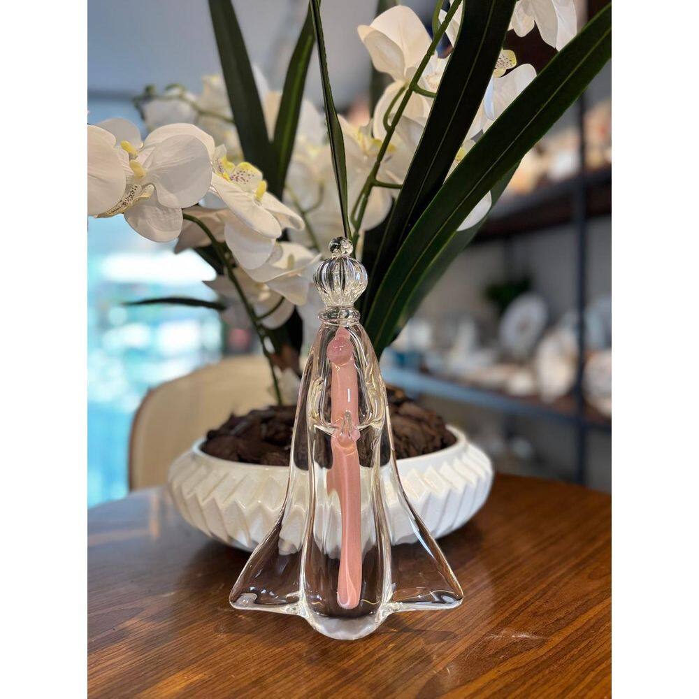Imagem decorativa em Cristal Murano cor Rosê 24cm