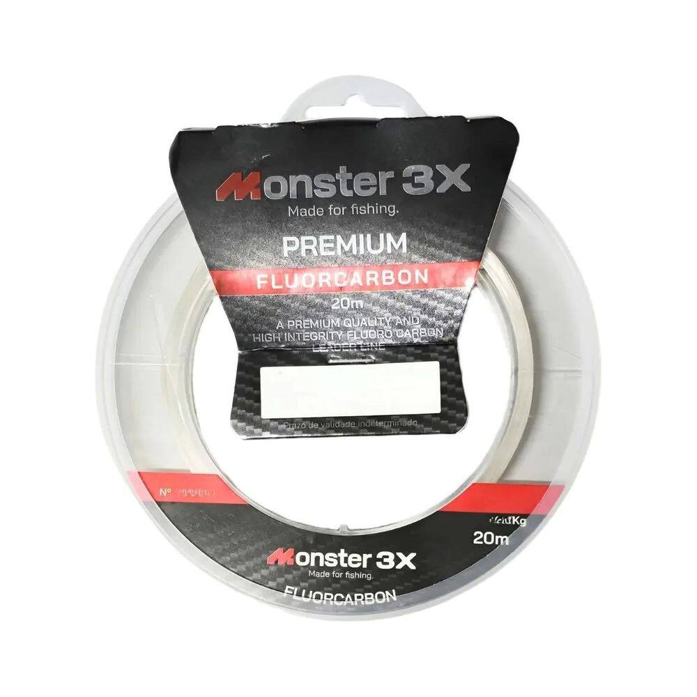 Linha Monster 3X Fluorcarbon M3X Transparente 20m 0.393mm Resistência 18,5 lb