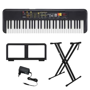 Kit Teclado Arranjador 61 Teclas PSR F52 com Fonte Bivolt Yamaha e Suporte em X