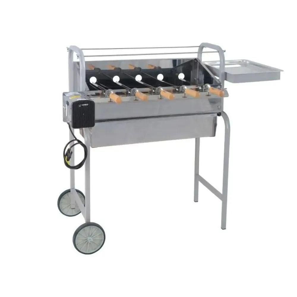 Churrasqueira Lobo California Inox 430 Super Braseiro Em Alumínio Com 5 Espetos Bivolt