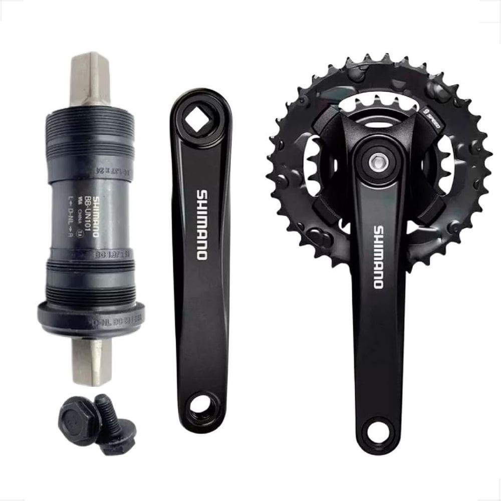 Kit Pedivela E Movimento Central Bicicleta Mtb Shimano Altus Mt101 9V Selado Shimano Ponta Quadrada