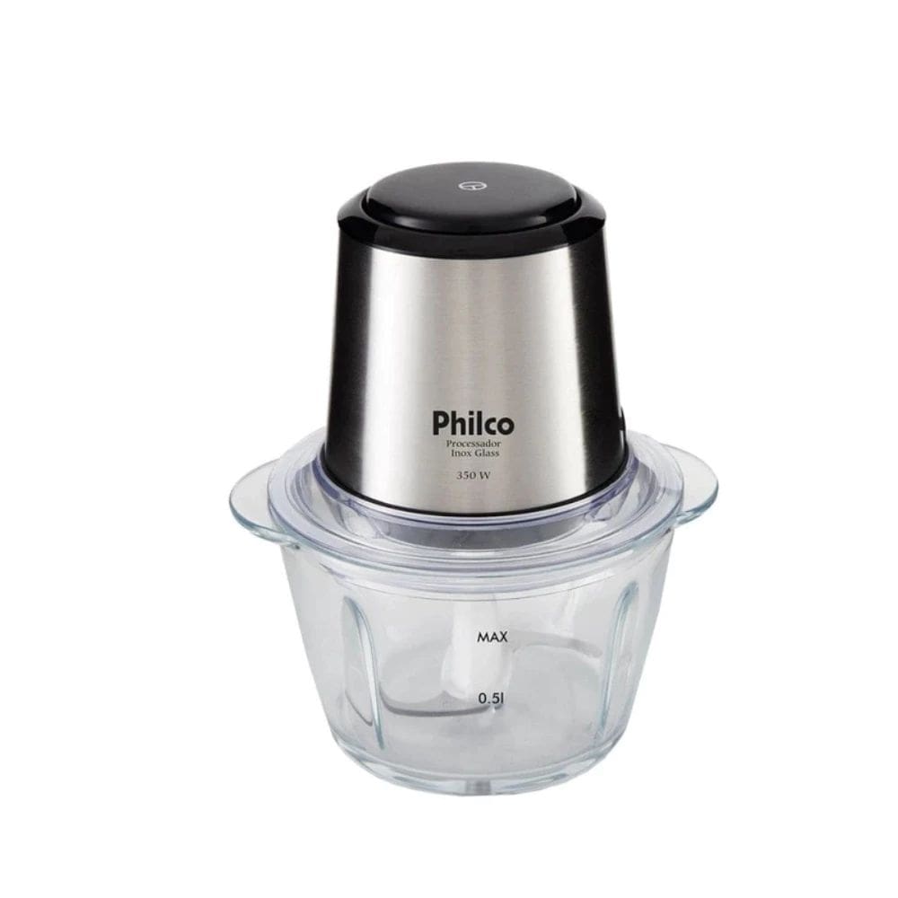 Processador Philco Inox Glass Copo De Vidro 1,2L Função Pulsar 350W PPS01I