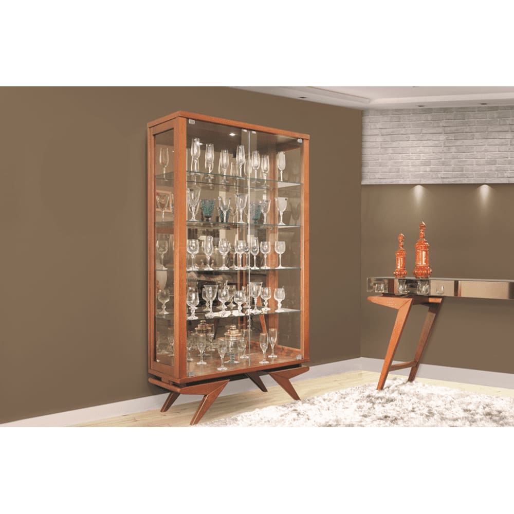 Cristaleira Vidro Madeira Puxador Cristal  Pérola Montanhês