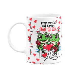 Caneca Namorados - Por você eu lavo até o pé! Sapinhos