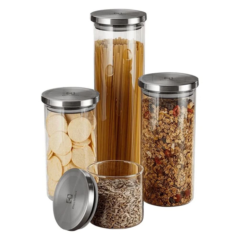 Kit Potes Inox de Vidro Herméticos Electrolux - 4 Unidades