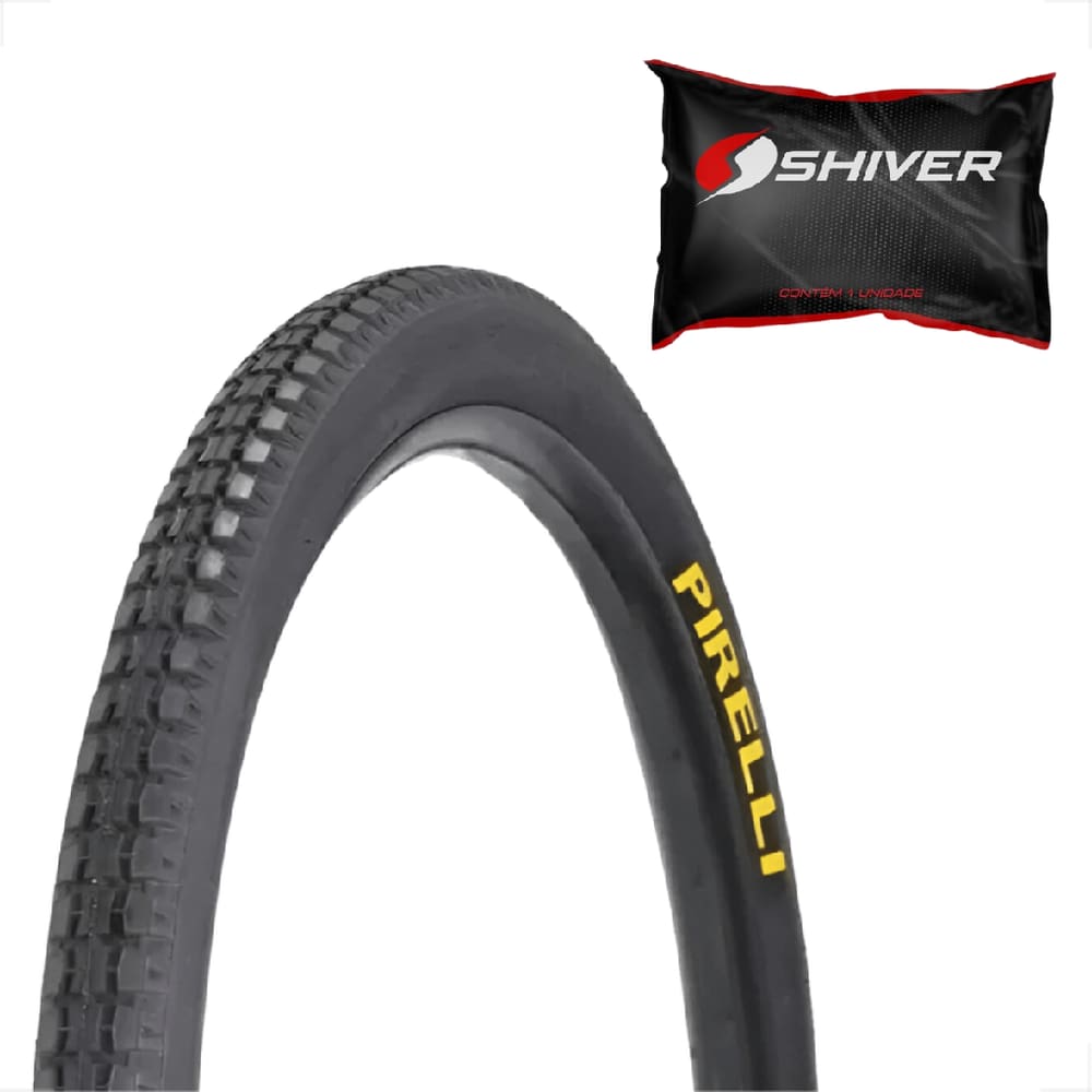 Pneu Pirelli Primor 26 x 1.1 / 2x2 Barra Forte motorizada montadinha Bike + Camara de ar Shiver