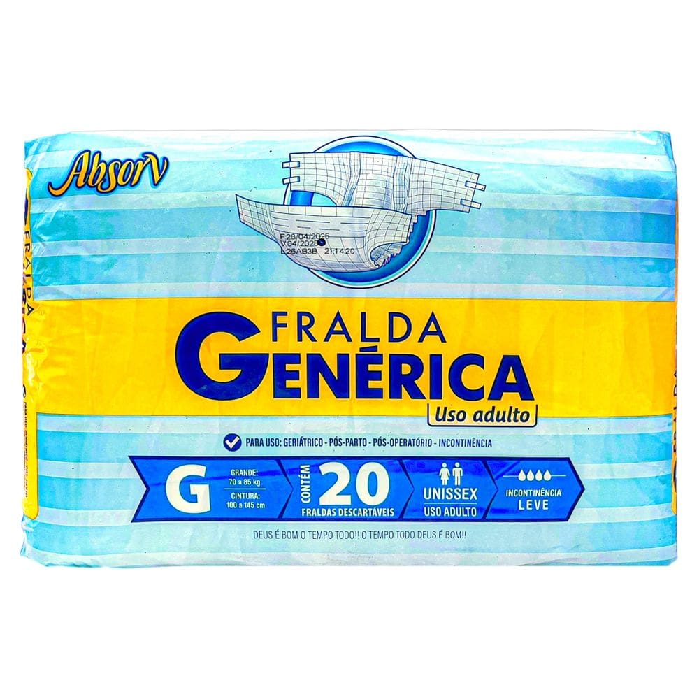 Fralda Geriatrica Generica Absorv Mega