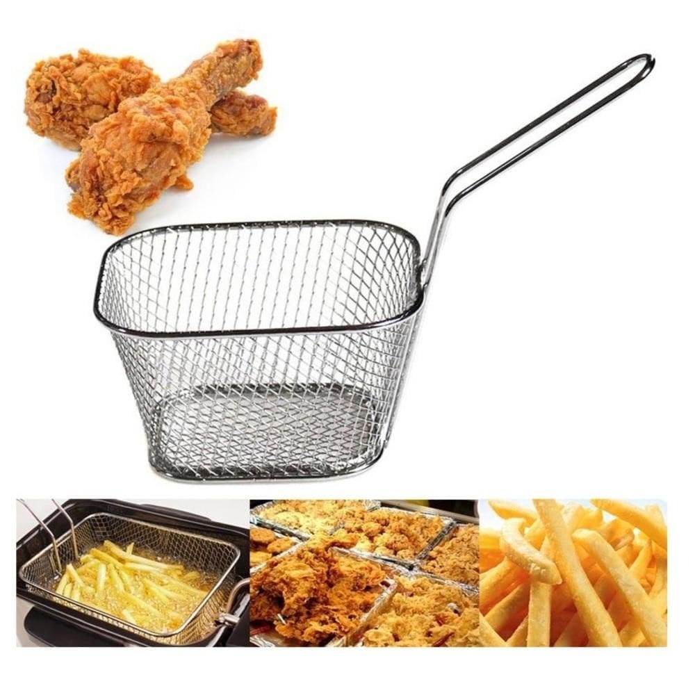 Cesto Inox Mini Para Frituras E Porcoes Batata Frita Churros Frango Multiuso Mesa Decoracao Lanchonete Restaurante