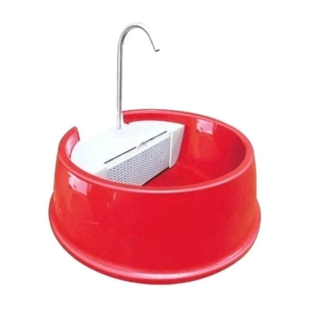Fonte Bebedouro Vermelho Sistema Elétrico Bivolt Com Carvão Ativado 1,5 Litros Para Gatos E Cães