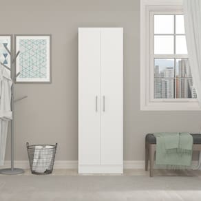 Armário Solteiro Branco 2 Portas 3 Prateleiras 52x170cm