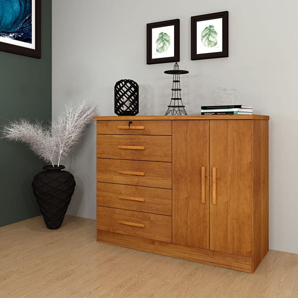 Cômoda para Quarto 2 Portas 5 Gavetas - Istambul-Cinamomo  - Tcil Móveis
