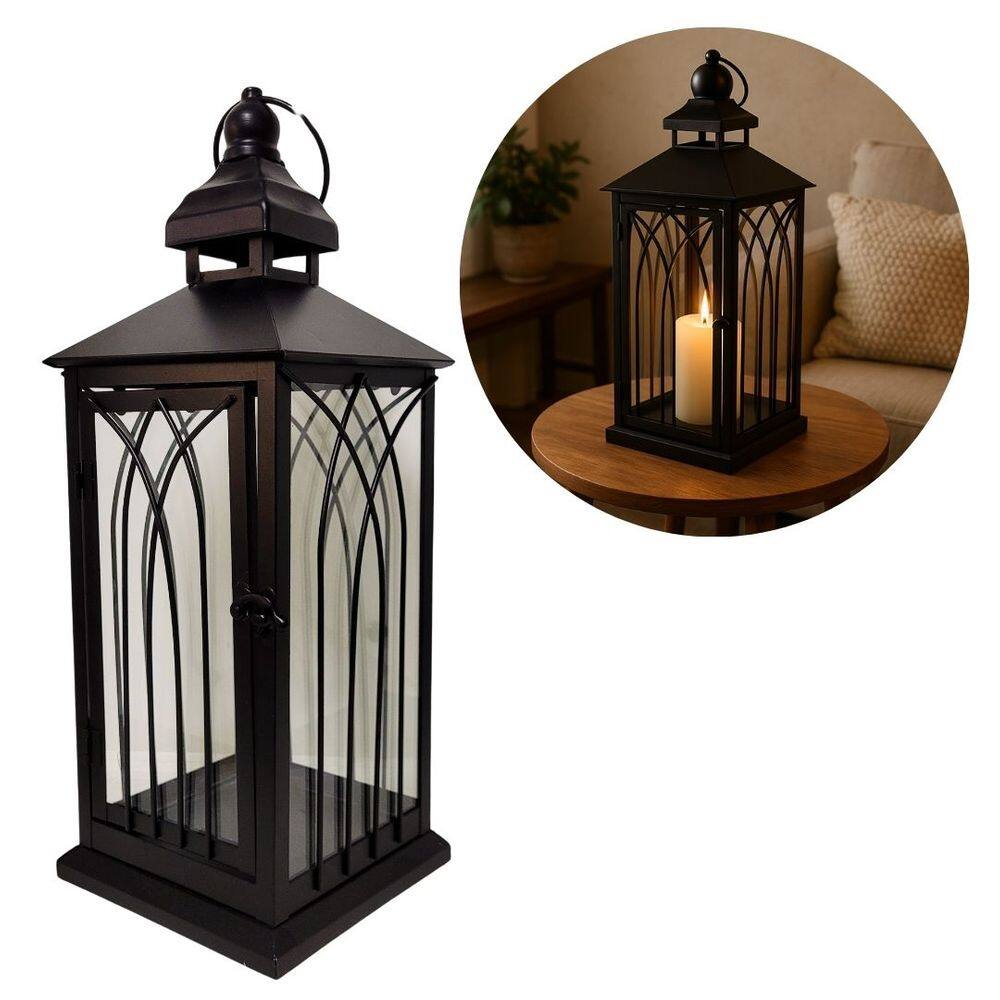 Lanterna Decorativa Metal Black Fosco 39cm x 14cm - Mabruk