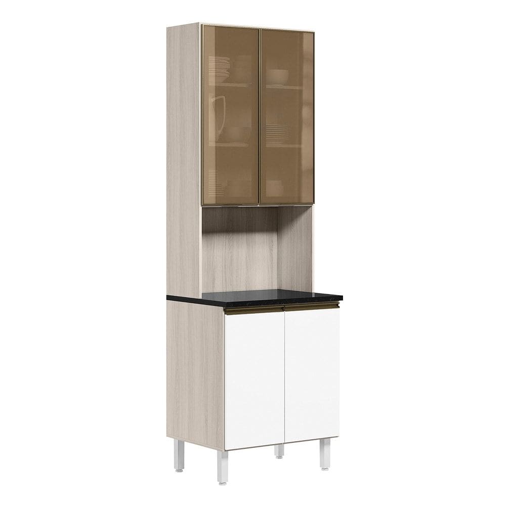 Paneleiro Duplo 4P Vidro 70cm MDF Kali 18340 Bianco Toq Branco Uv Nicioli