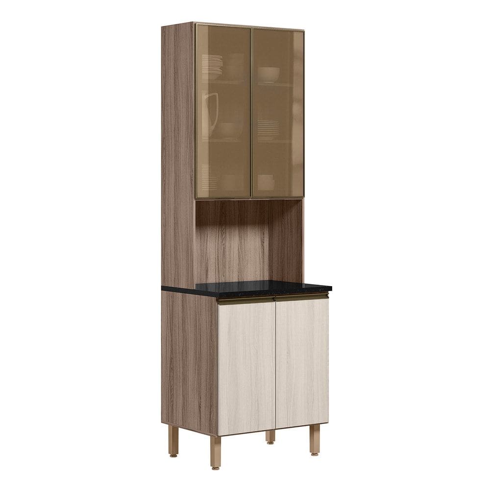 Paneleiro Duplo 4P Vidro 70cm MDF Kali 18340 Carvalho Toq Bianco Toq Nicioli