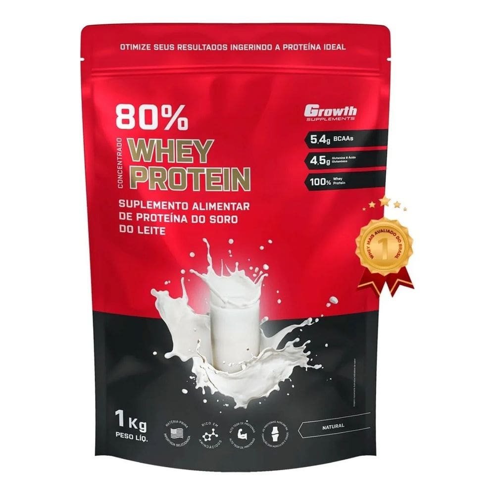 Whey Protein Concentrado 80%(1kg) -growth Supplements Natural