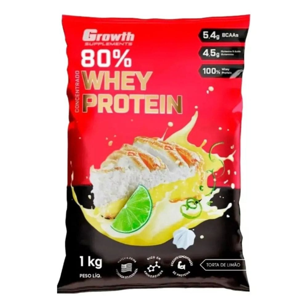 Whey Protein Concentrado 80%(1kg) -growth Supplements Torta de limão