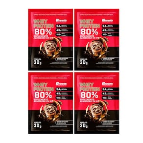 Kit com 4  Saches Whey Protein 80% 30g Growth Chocolate Com Milk Shake