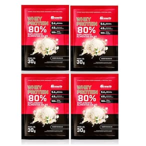 Kit com 4 Saches Whey Protein 80% 30g Growth Baunilha