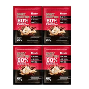 Kit com 4 Saches Whey Protein 80% 30g Growth Cappuccino