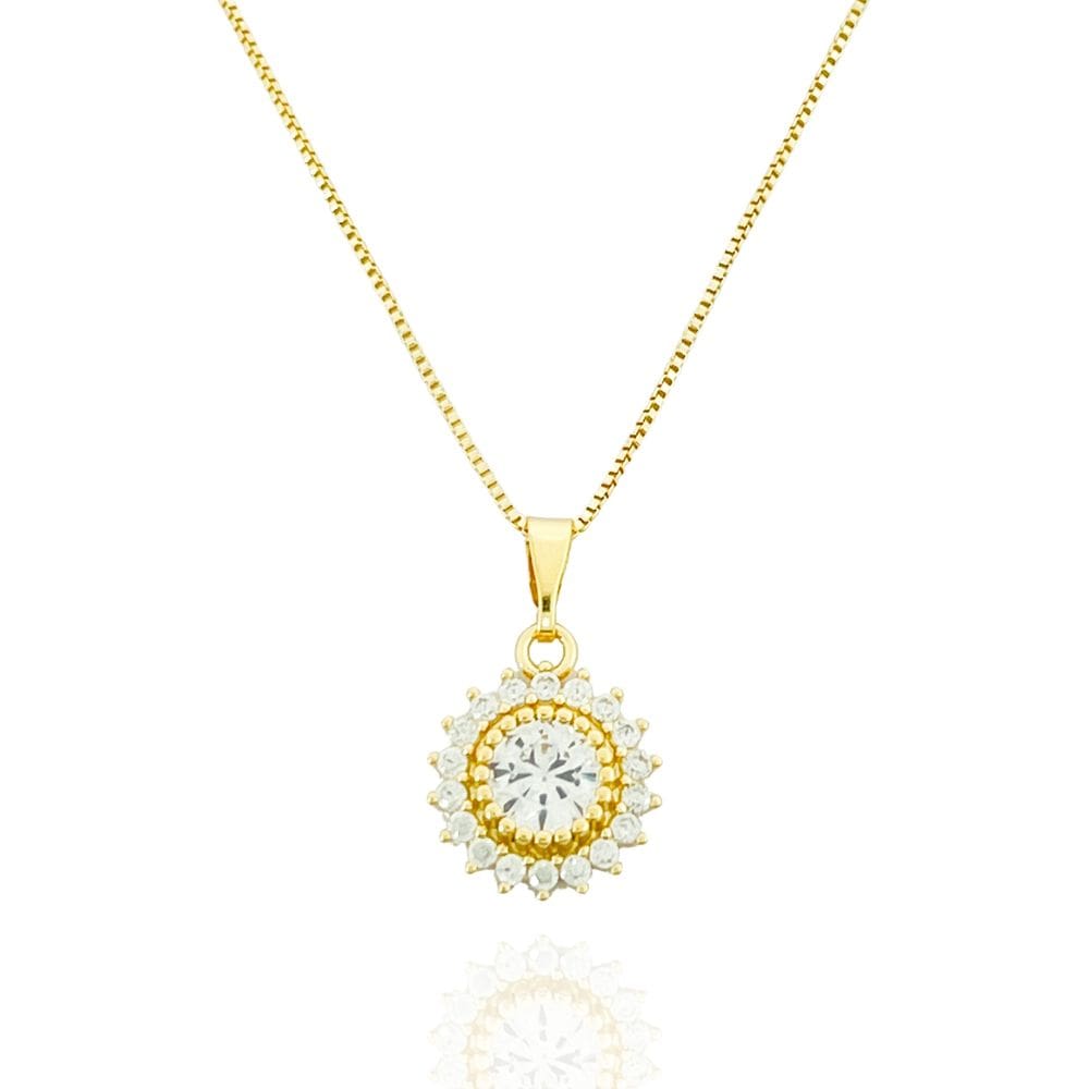 Colar Girassol Cristal Banhado a Ouro