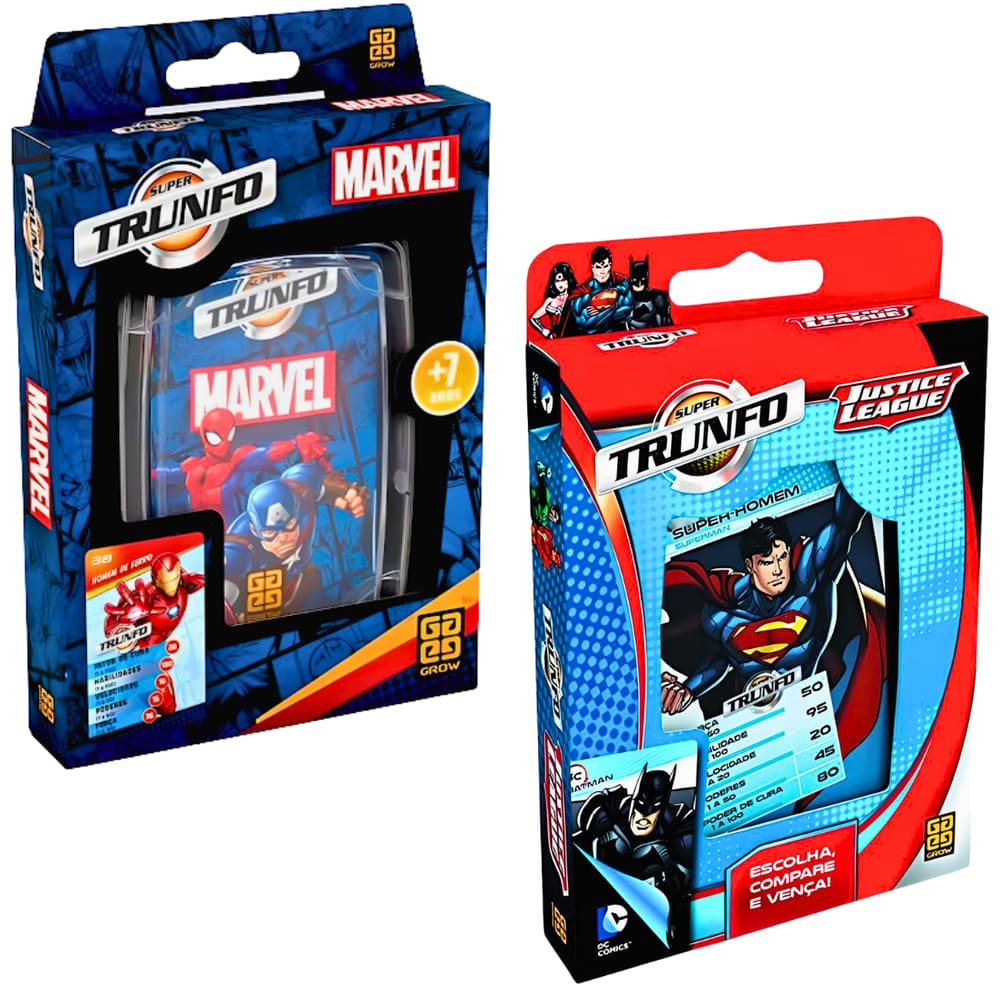 Kit Super Trunfo Heróis Marvel e Liga da Justiça Grow