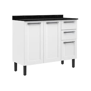 Balcão de Cozinha em Aço 3 Portas 2 Gavetas Florença 105cm Branco - Itatiaia - BALC-105 3PT 2GV FLORENCA BRA