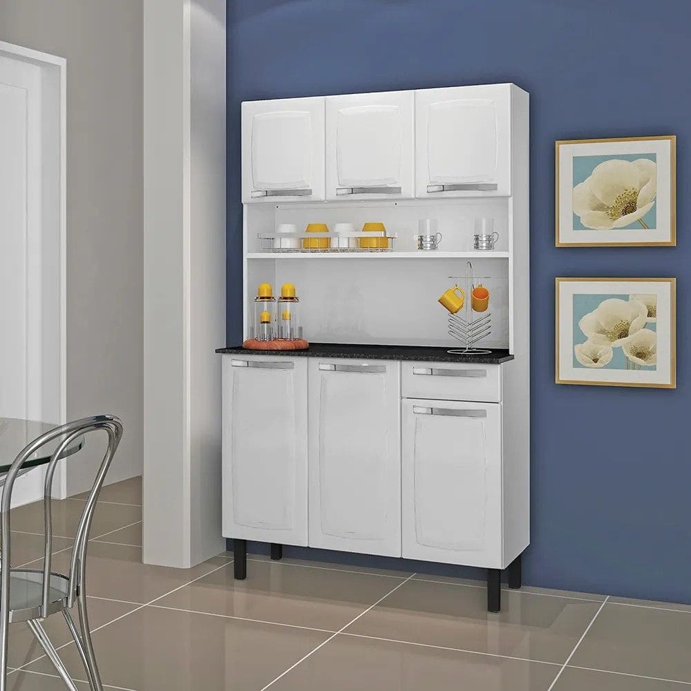 Kit de Cozinha Compacta Em Aço 6 Portas 1 Gaveta Rose Branco - Itatiaia - I3G1-105 ROSE 2023 BRA