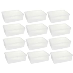 Kit 12 Cestos Organizadores Transparentes com Tampa 3,5L Plasvale Brinquedos Acessórios