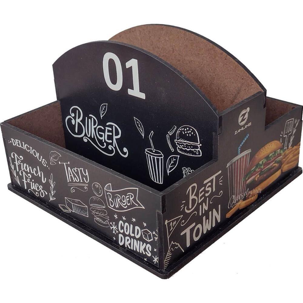 10 Porta Guardanapos e Sachês de Mesa MDF Restaurante Lancho