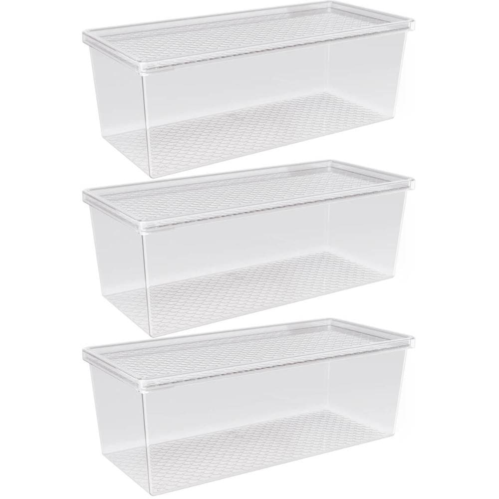 Kit 3 Organizadores de Geladeira com Tampa 4,5L Frutas Legum