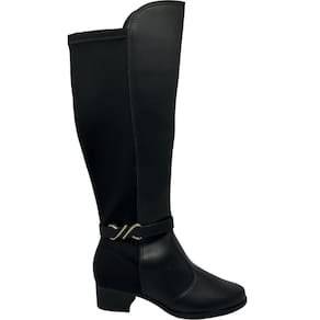 Bota Feminina Casual Dia a Dia Passeio Cano Alto Maleável Salto Médio Bico Redondo Moleca 5346.105