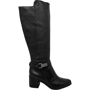Bota Feminina Casual Dia a Dia Passeio em Couro Detalhe Metalizado Salto Médio Cano Alto Bottero 346914