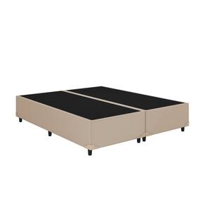 Base Box Queen Bipartido Corino Bege 158x198 Blindado
