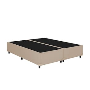 Base Box Casal Bipartido Corino Bege 138x188