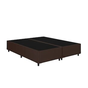 Base Box Casal Bipartido Corino Marrom 138x188