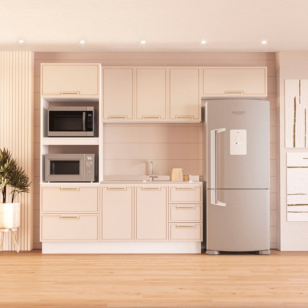 Cozinha Completa 4 Peças 224,5cm X 270cm Amara Branco/Creme