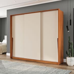 Guarda-roupa 3 Portas 200cm X 220cm Porto Freijo/Creme