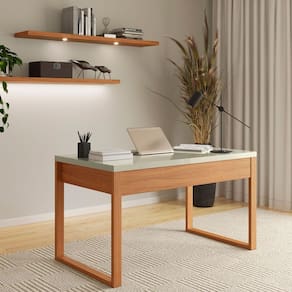 Escrivaninha para Escritório 100% Mdf Industrial Freijó / Off White