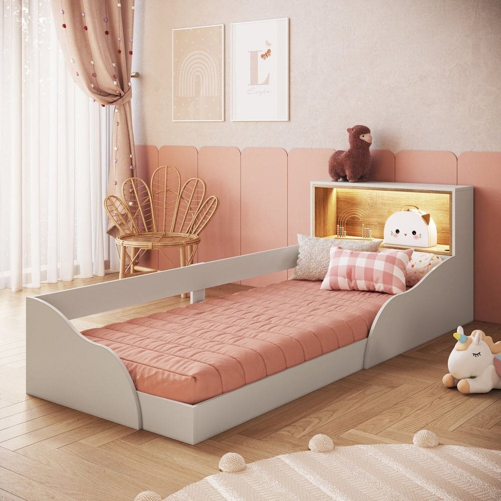 Cama Montessoriana Infantil com Protetor e Iluminação em Led Lille Arenas